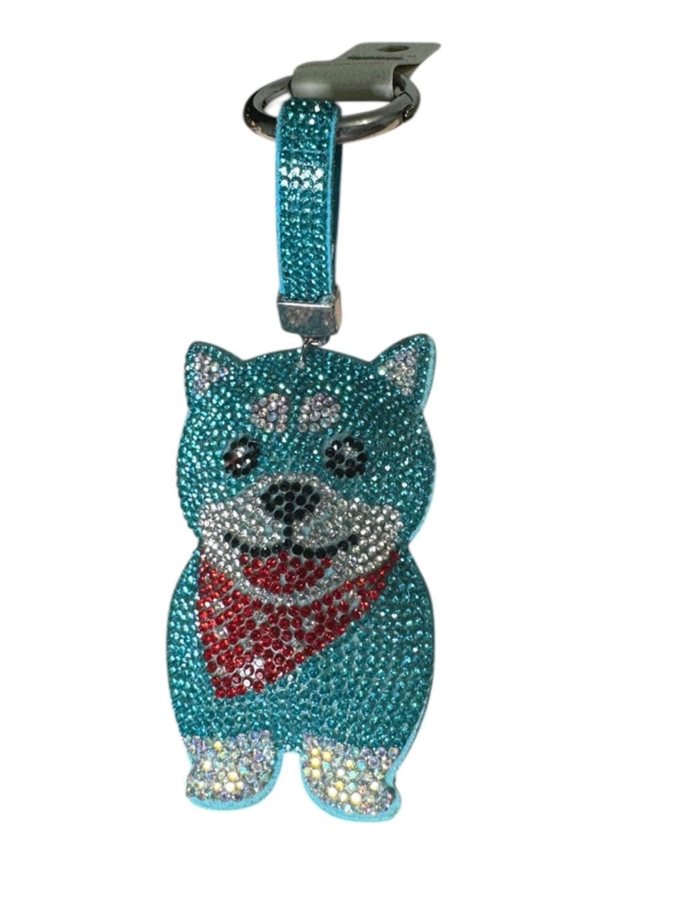 Blue Rhinestone Dog Keychain Bag Charm